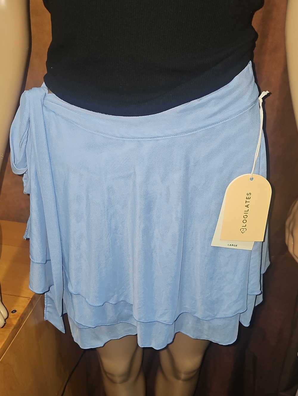 Coastal Blue Wrap Skirt with Layered Circle Hem